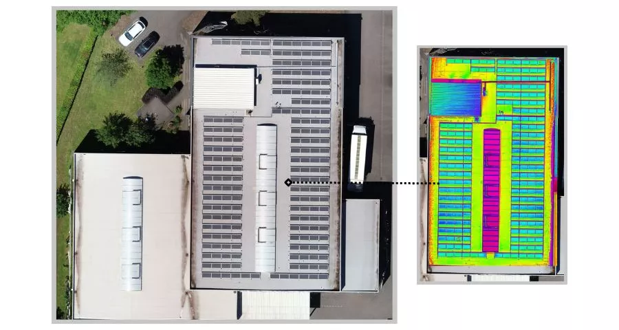 Drohnenbild der Triopt Group zeigt ein Gebäude von oben